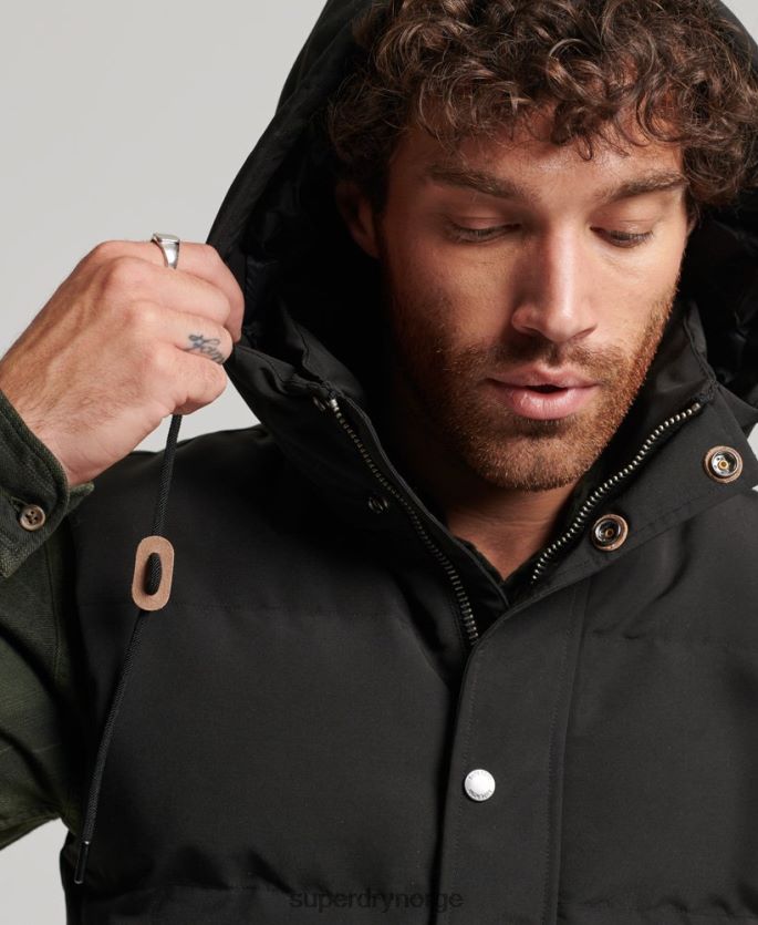 Superdry svart klær 86P46D929 everest hette puffer gilet menn