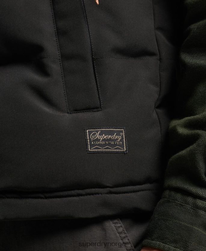 Superdry svart klær 86P46D929 everest hette puffer gilet menn