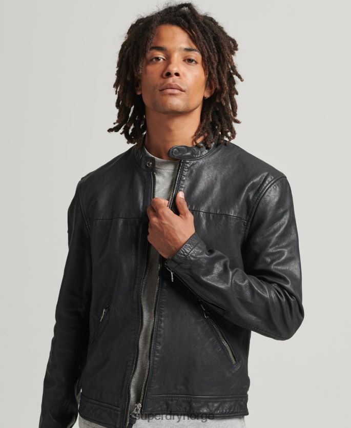 Superdry svart klær 86P46D937 Heritage sports racer skinnjakke menn