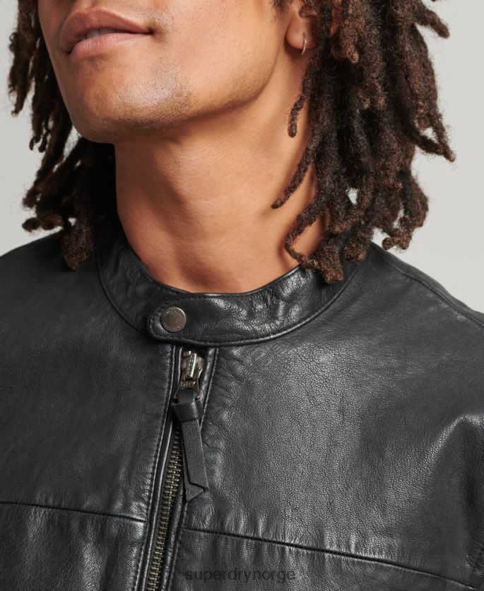 Superdry svart klær 86P46D937 Heritage sports racer skinnjakke menn