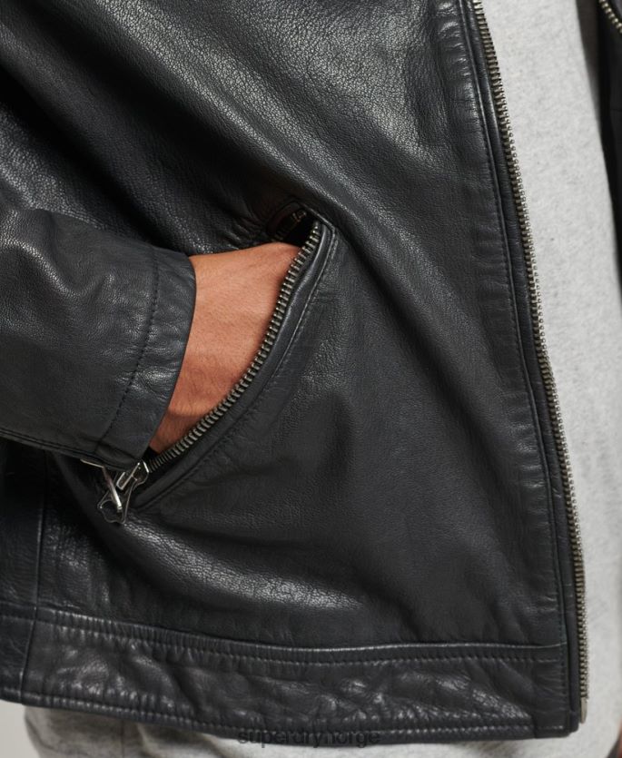 Superdry svart klær 86P46D937 Heritage sports racer skinnjakke menn