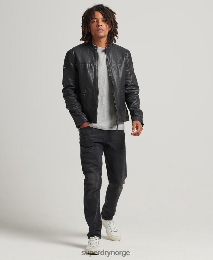 Superdry svart klær 86P46D937 Heritage sports racer skinnjakke menn