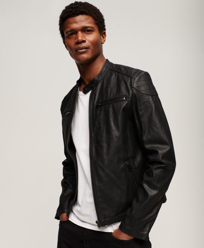 Superdry svart klær 86P46D945 vintage belagt denim racerjakke menn