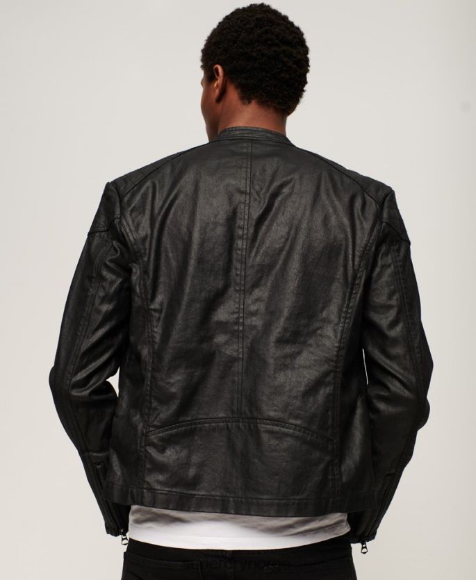 Superdry svart klær 86P46D945 vintage belagt denim racerjakke menn