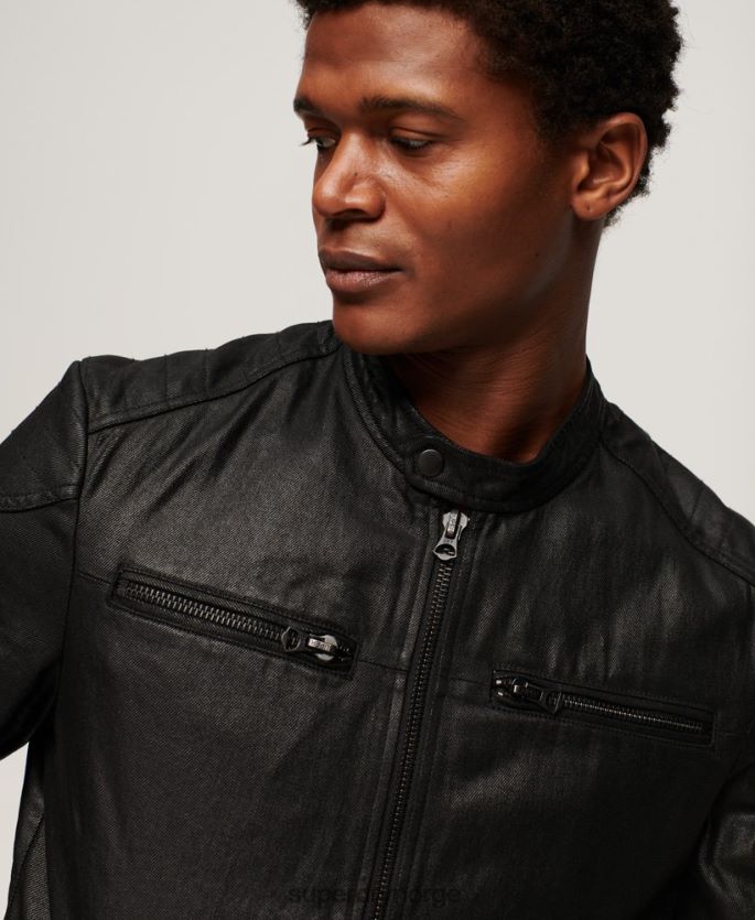 Superdry svart klær 86P46D945 vintage belagt denim racerjakke menn