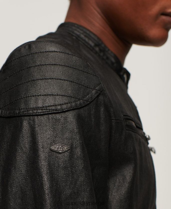 Superdry svart klær 86P46D945 vintage belagt denim racerjakke menn