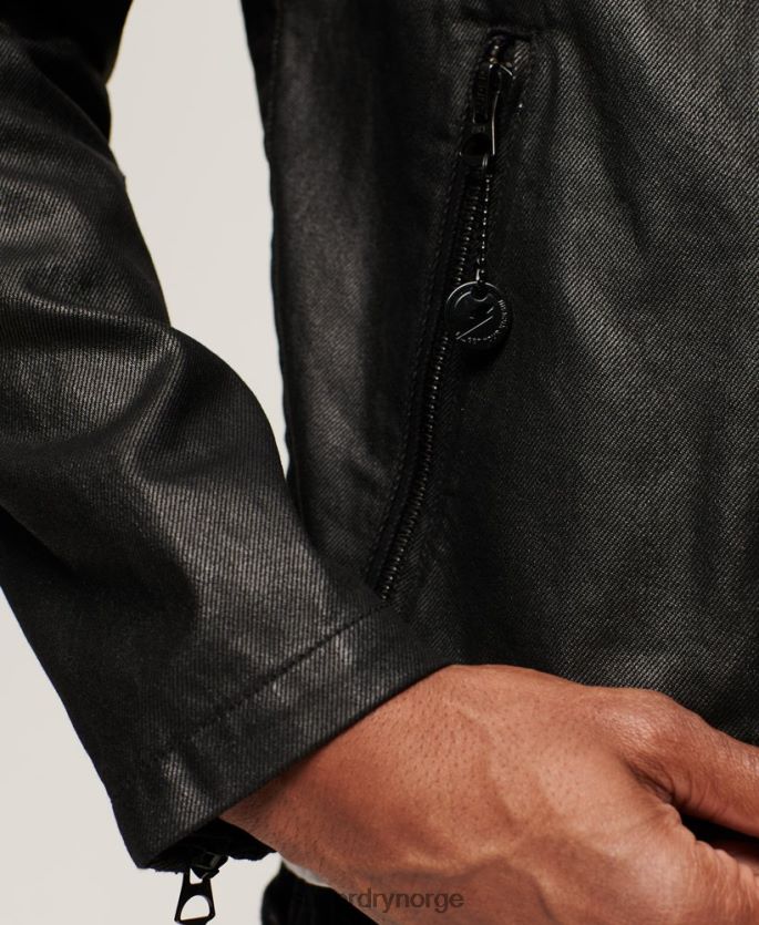 Superdry svart klær 86P46D945 vintage belagt denim racerjakke menn