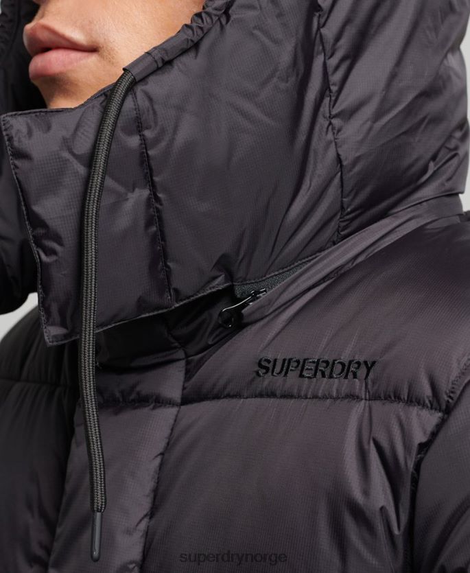 Superdry svart klær 86P46D970 superlang polstret jakke med touchline menn