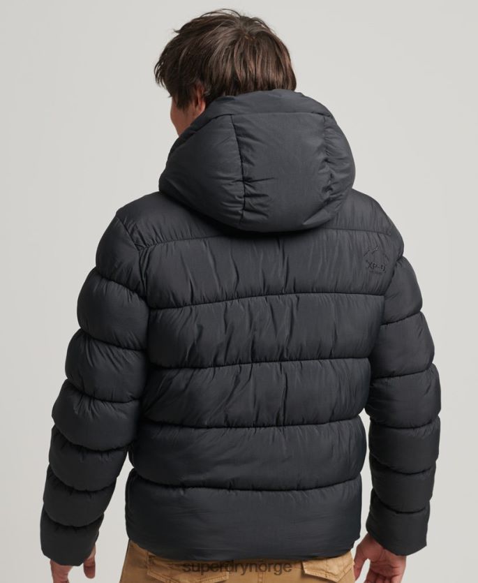 Superdry svart klær 86P46D978 hette xpd sports puffer jakke menn