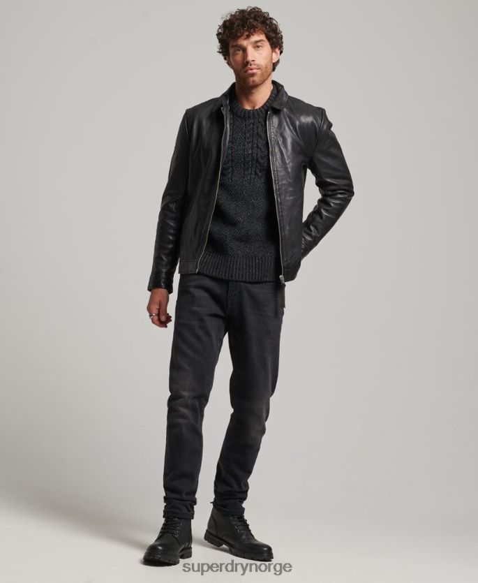 Superdry svart klær 86P46D991 slim fit coach skinnjakke menn