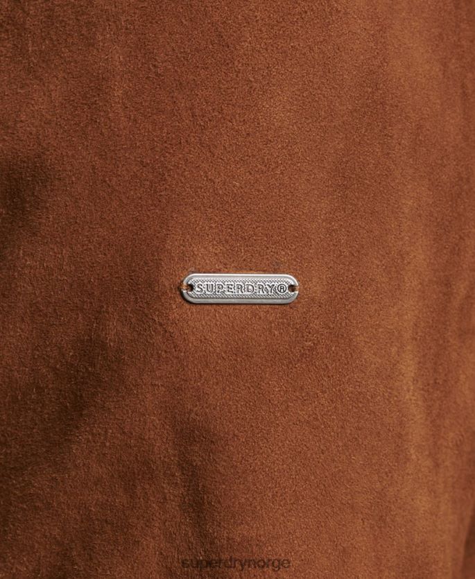 Superdry tan klær 86P46D1128 strikket bomberjakke i semsket skinn menn