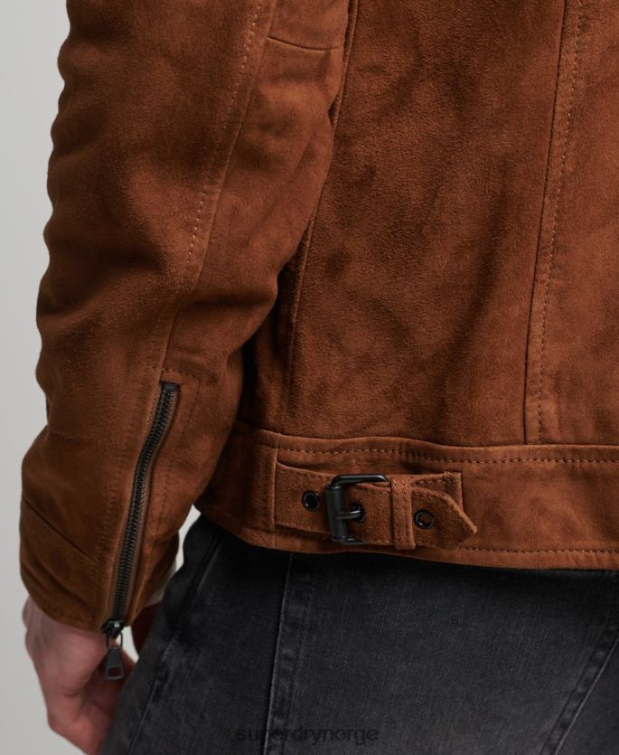 Superdry tan klær 86P46D1147 studios coach semsket skinnjakke menn