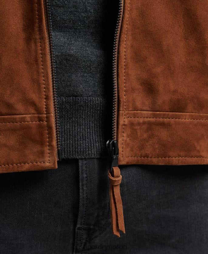 Superdry tan klær 86P46D1147 studios coach semsket skinnjakke menn