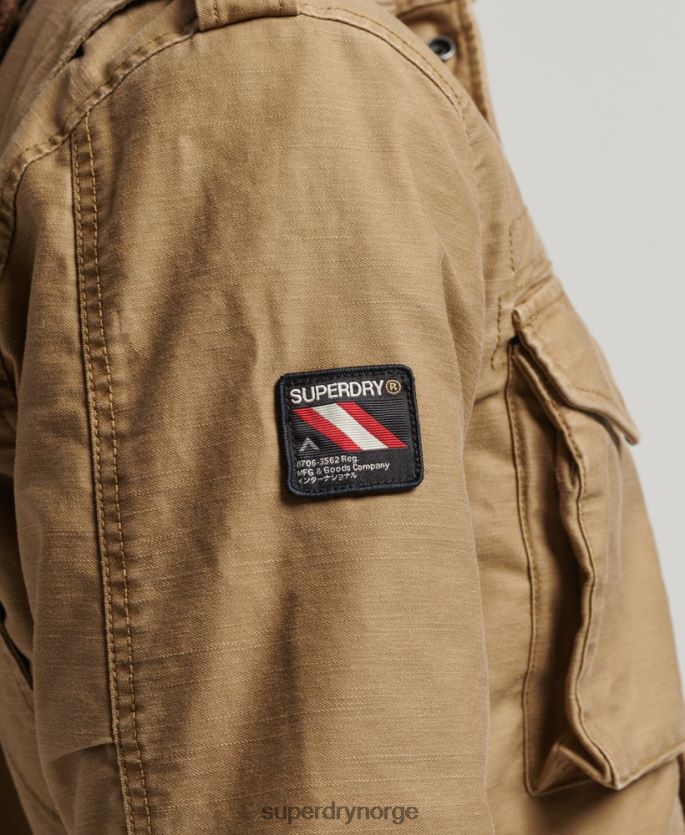 Superdry tan klær 86P46D4470 militær m65 felt borg fôret jakke menn