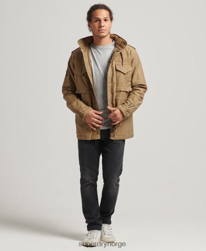 Superdry tan klær 86P46D4470 militær m65 felt borg fôret jakke menn
