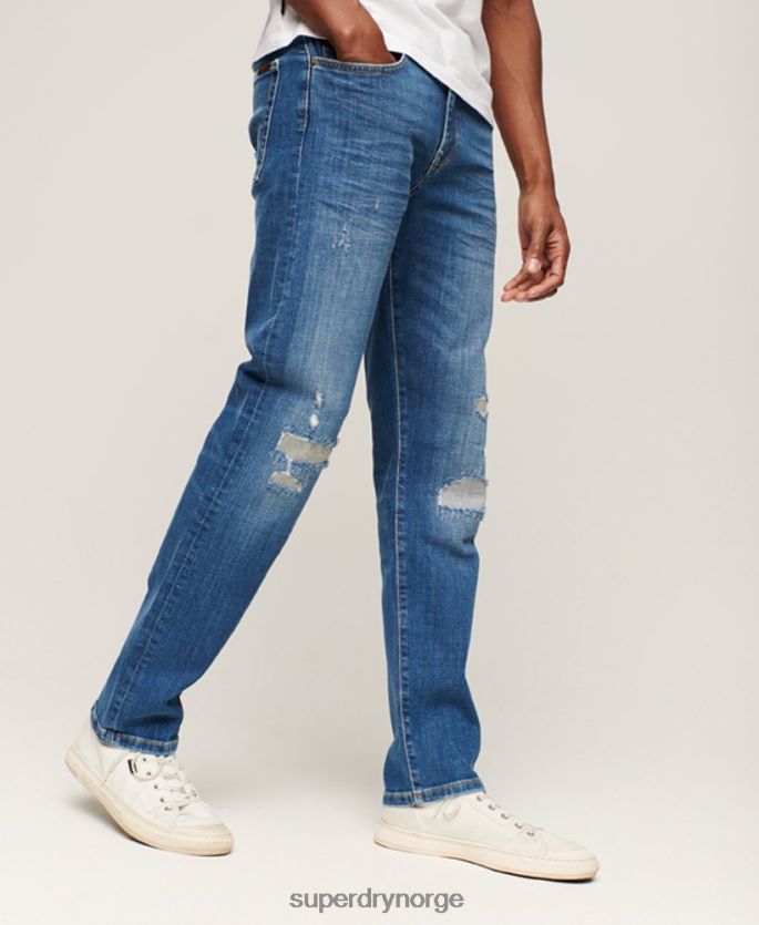 Superdry blå klær 86P46D1214 slim straight jeans i økologisk bomull menn