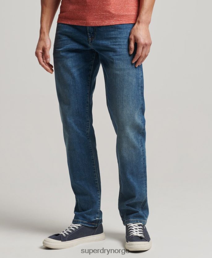 Superdry blå klær 86P46D1229 slim straight jeans i økologisk bomull menn