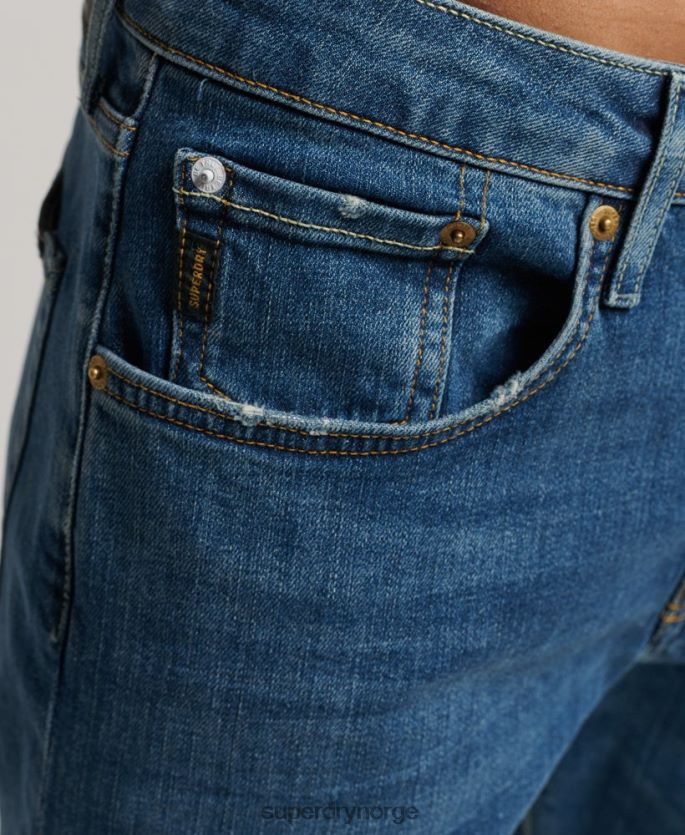 Superdry blå klær 86P46D1229 slim straight jeans i økologisk bomull menn