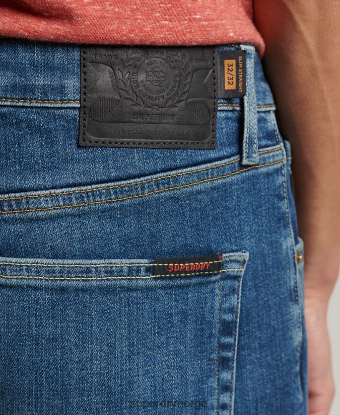 Superdry blå klær 86P46D1229 slim straight jeans i økologisk bomull menn