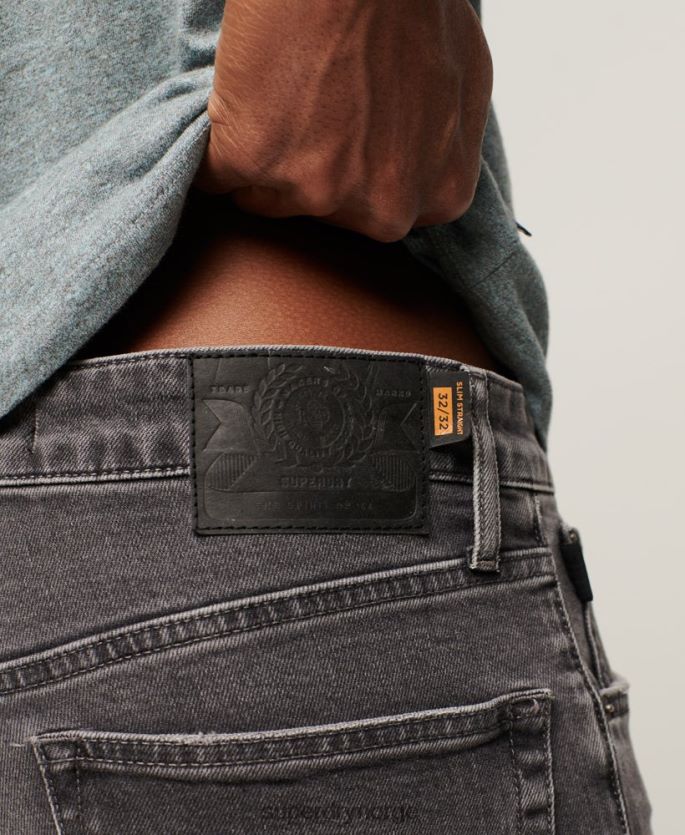 Superdry grå klær 86P46D1227 slim straight jeans i økologisk bomull menn