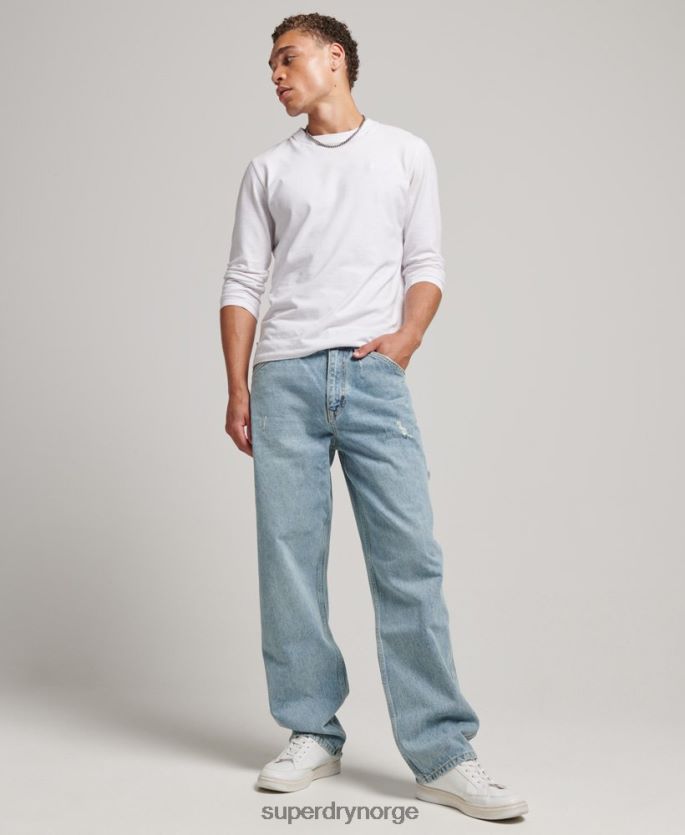 Superdry lyse blå klær 86P46D1211 snekkerjeans i økologisk bomull menn