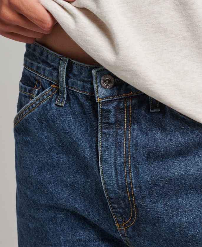 Superdry mørke blå klær 86P46D1215 snekkerjeans i økologisk bomull menn