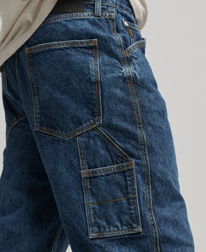 Superdry mørke blå klær 86P46D1215 snekkerjeans i økologisk bomull menn