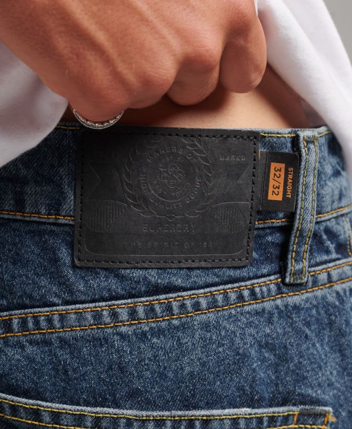 Superdry mørke blå klær 86P46D1232 rette jeans i økologisk bomull menn