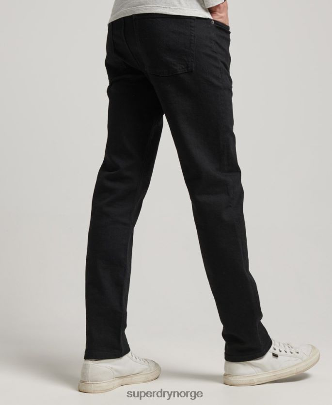 Superdry svart klær 86P46D1222 slim straight jeans i økologisk bomull menn