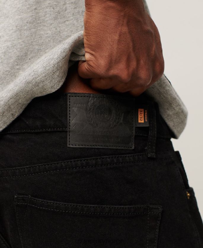 Superdry svart klær 86P46D1228 rette jeans i økologisk bomull menn