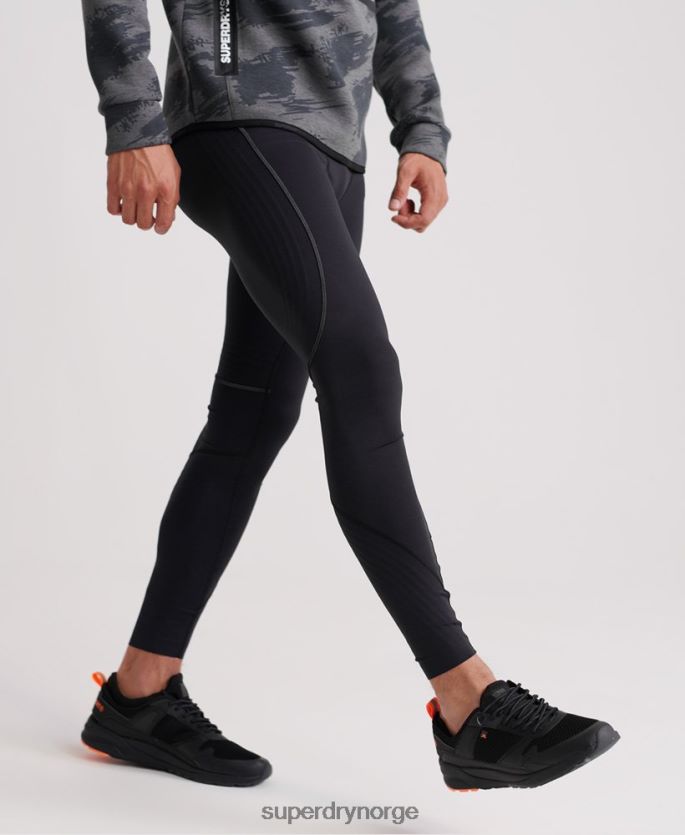 Superdry svart klær 86P46D1441 ytelse flock kompresjon legging menn