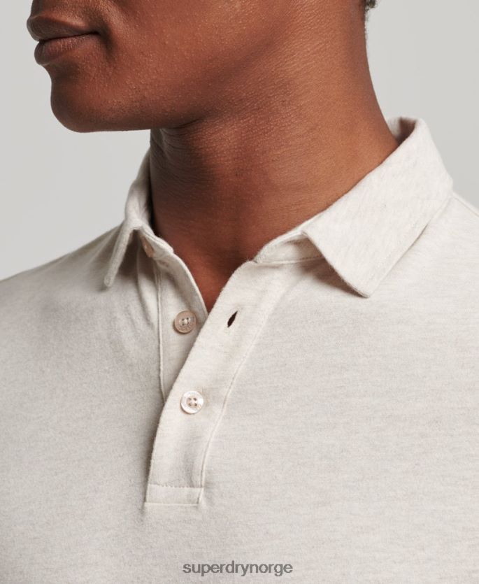 Superdry beige klær 86P46D6460 langermet poloskjorte i bomullsjersey menn