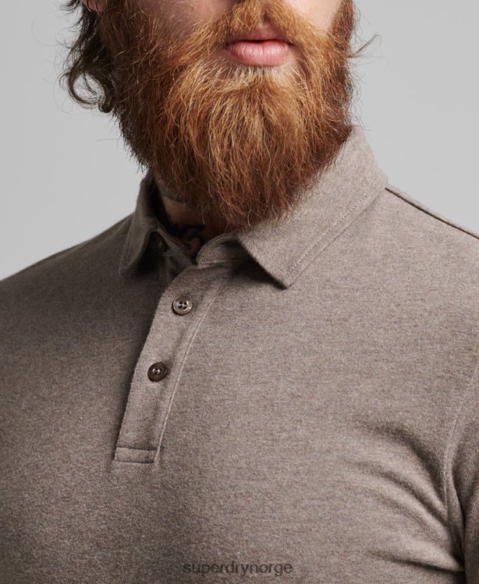 Superdry brun klær 86P46D6451 langermet poloskjorte i bomullsjersey menn