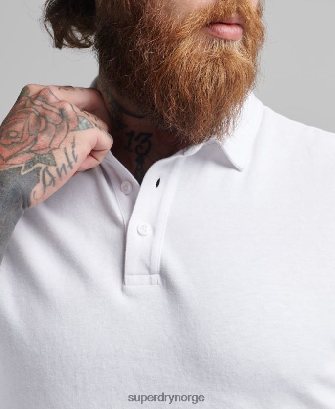 Superdry hvit klær 86P46D6360 langermet poloskjorte i bomullsjersey menn