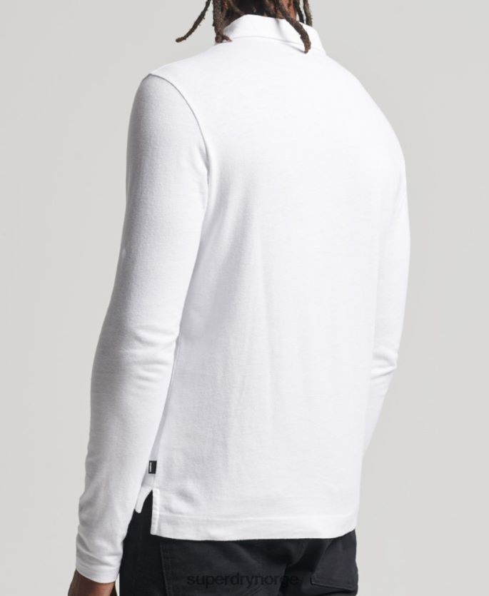 Superdry hvit klær 86P46D6461 studios langermet poloskjorte i økologisk bomull menn