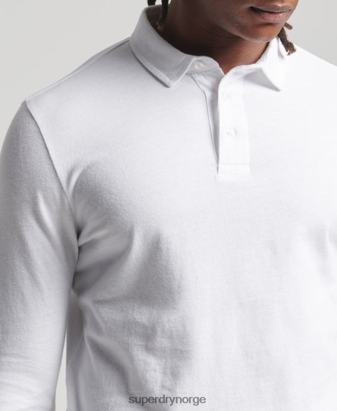 Superdry hvit klær 86P46D6461 studios langermet poloskjorte i økologisk bomull menn
