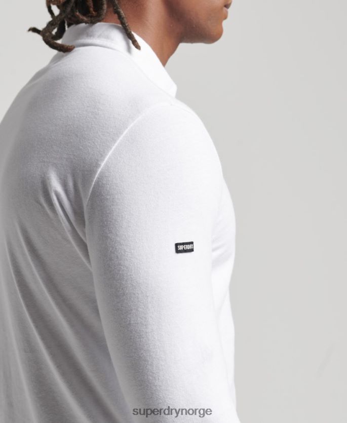 Superdry hvit klær 86P46D6461 studios langermet poloskjorte i økologisk bomull menn