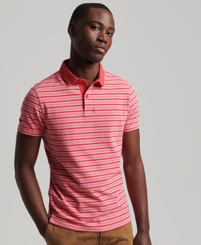 Superdry rød klær 86P46D6501 akademistripet poloskjorte i økologisk bomull menn
