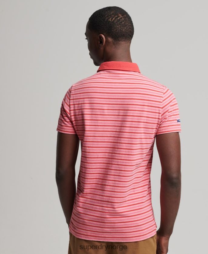 Superdry rød klær 86P46D6501 akademistripet poloskjorte i økologisk bomull menn