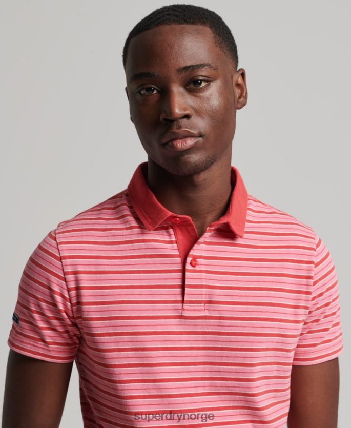 Superdry rød klær 86P46D6501 akademistripet poloskjorte i økologisk bomull menn