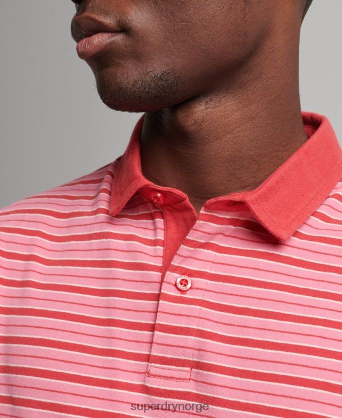 Superdry rød klær 86P46D6501 akademistripet poloskjorte i økologisk bomull menn