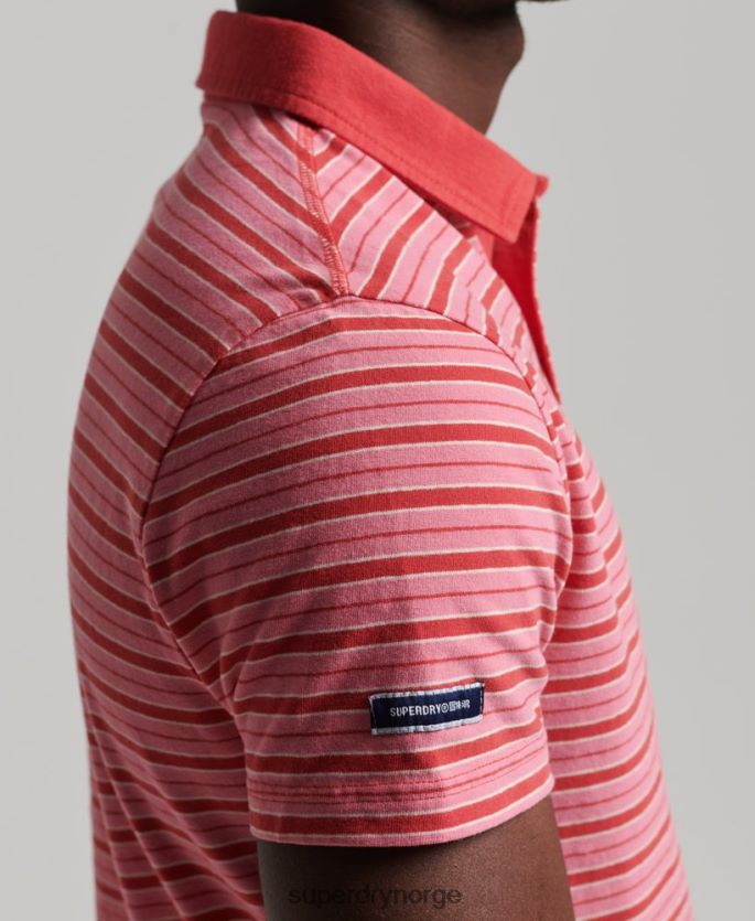Superdry rød klær 86P46D6501 akademistripet poloskjorte i økologisk bomull menn