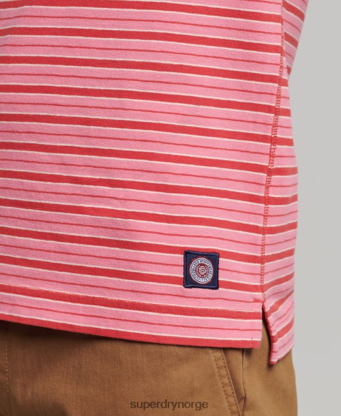 Superdry rød klær 86P46D6501 akademistripet poloskjorte i økologisk bomull menn