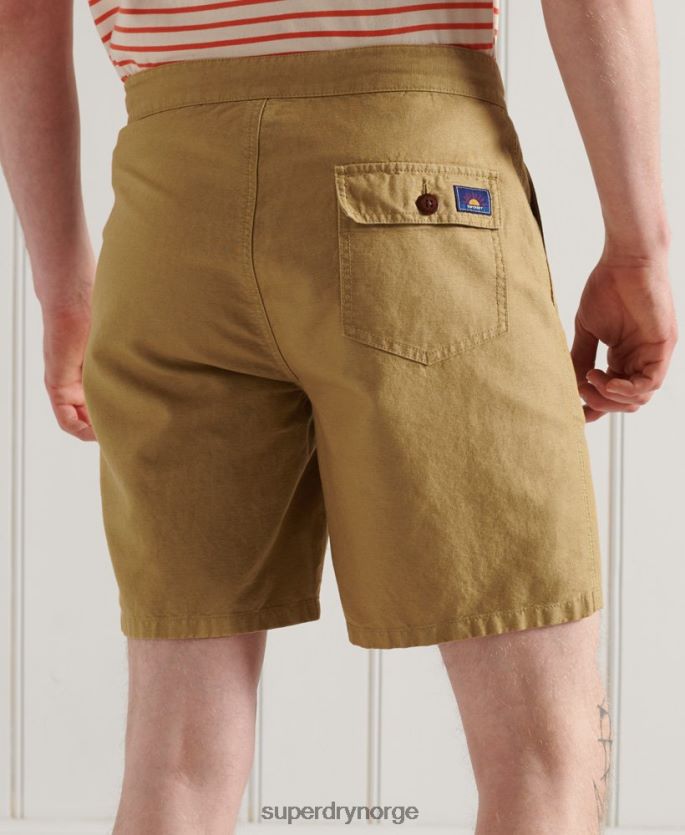 Superdry beige klær 86P46D355 lin cali strandshorts menn