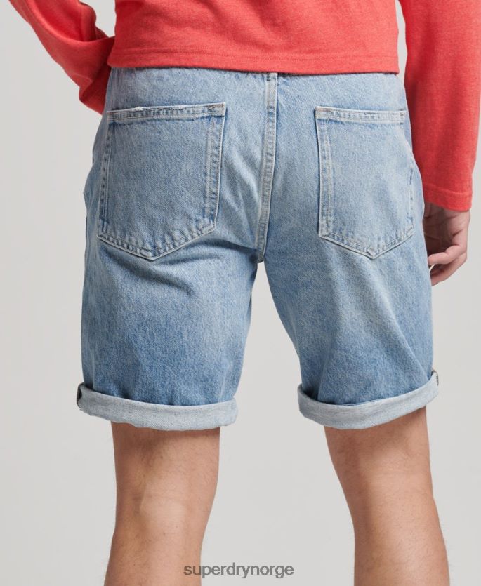 Superdry blå klær 86P46D266 vintage rett kort i økologisk bomull menn