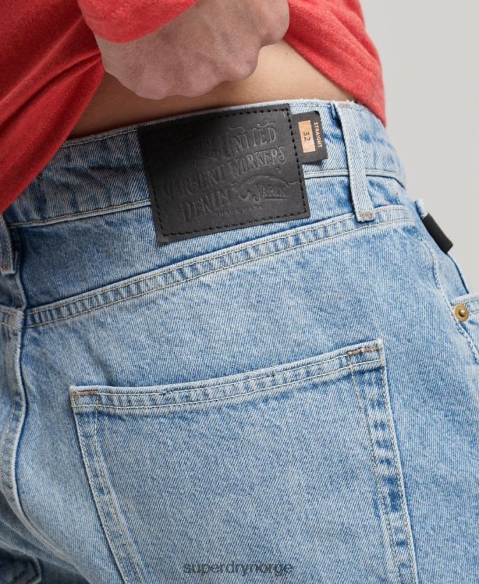 Superdry blå klær 86P46D266 vintage rett kort i økologisk bomull menn