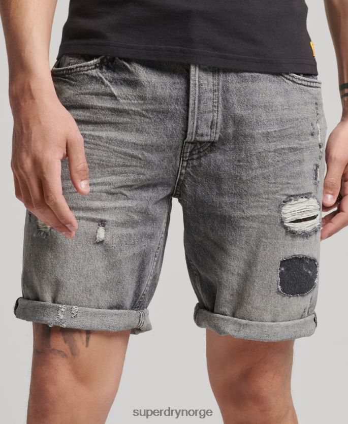 Superdry grå klær 86P46D278 vintage rett kort i økologisk bomull menn