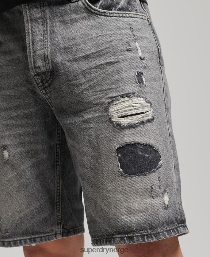 Superdry grå klær 86P46D278 vintage rett kort i økologisk bomull menn