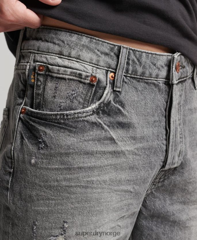 Superdry grå klær 86P46D278 vintage rett kort i økologisk bomull menn