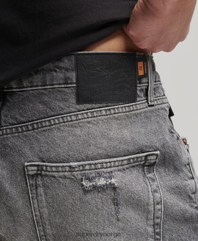 Superdry grå klær 86P46D278 vintage rett kort i økologisk bomull menn